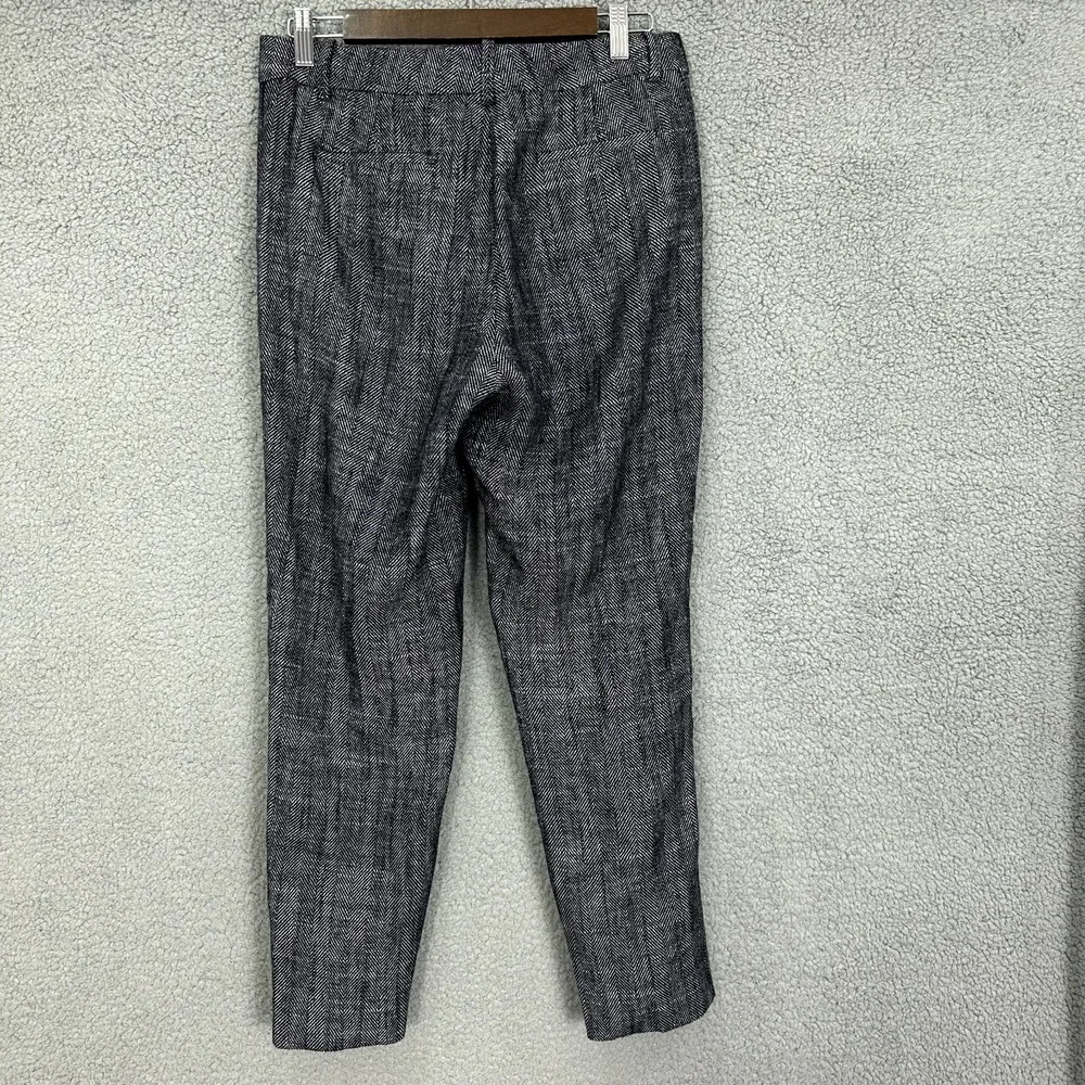 J.Crew Womens 6 Pants Blue Herringbone Linen Blend Quiet‎ Luxury Preppy Career